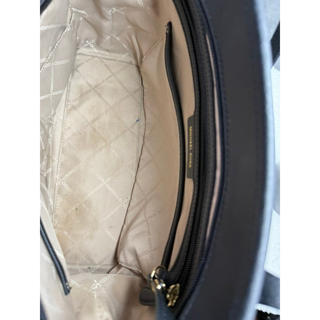 MICHAEL KORS Eva Top Zip Tote Nylon Bag Navy Gold Hardware AUTHENTIC