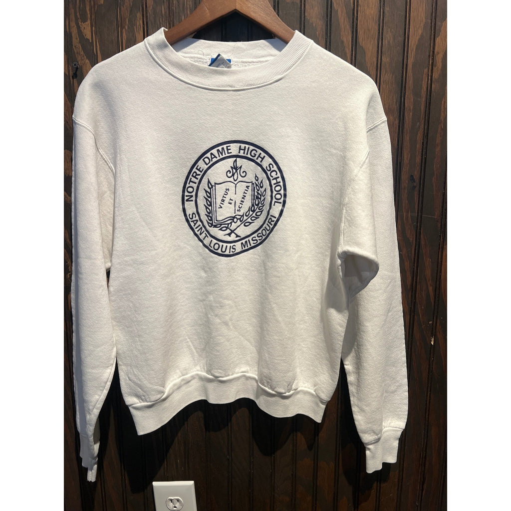 Vintage Champion Notre Dame High School St Louis Missouri Sweatshirt White Small