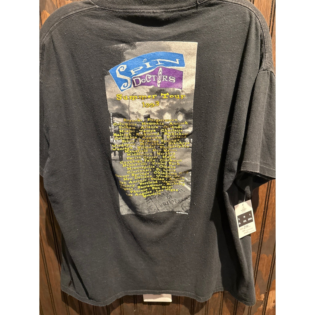 Vintage 1993 Spin Doctors Summer Tour Shirt Pocket Full of Kryptonite Black XL