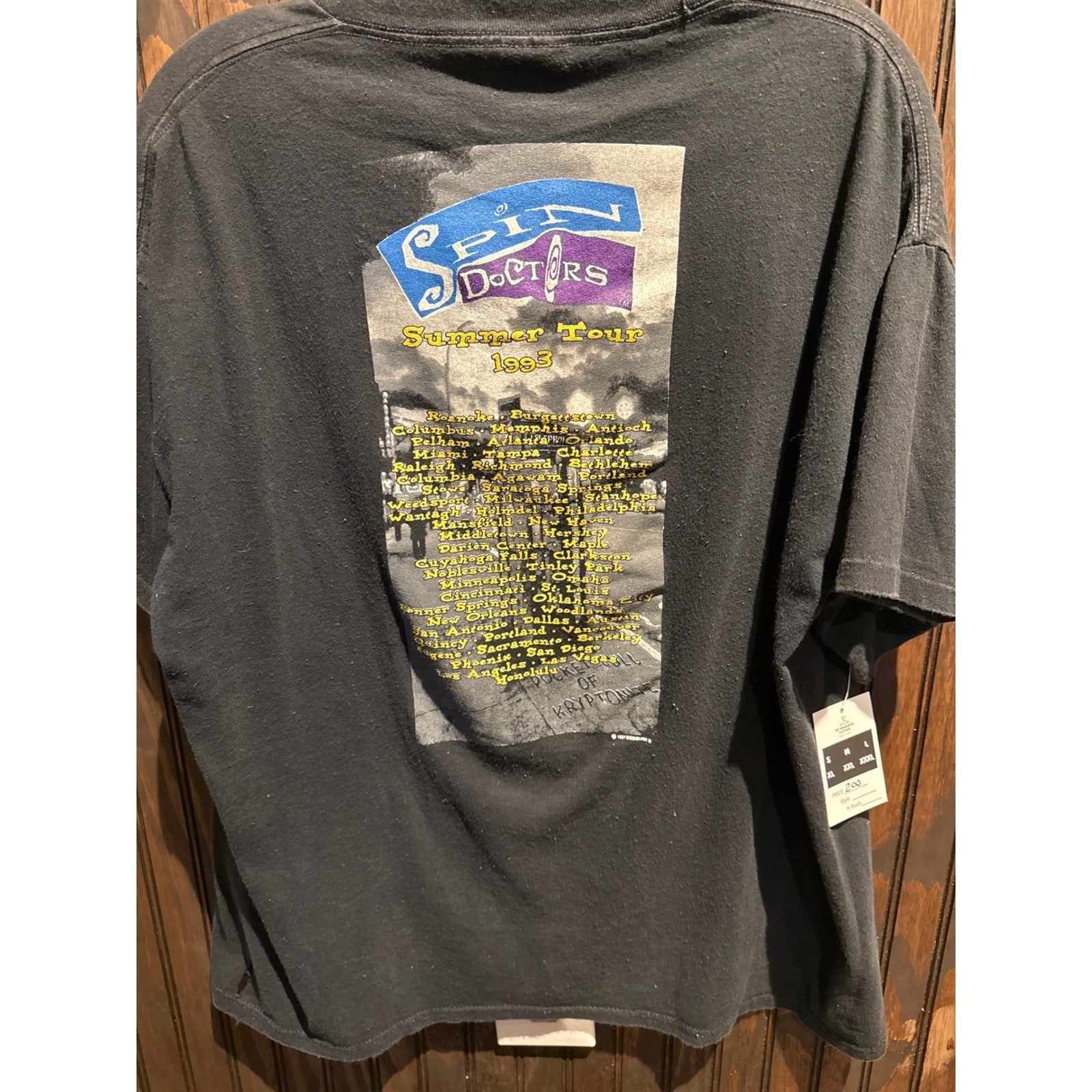 Vintage 1993 Spin Doctors Summer Tour Shirt Pocket Full of Kryptonite Black XL