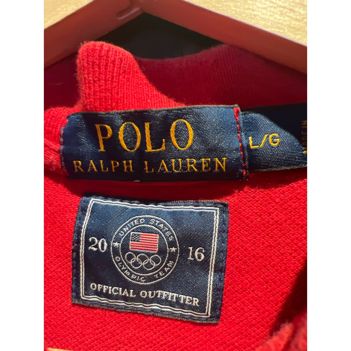 Polo Ralph Lauren Mens Red Team USA Olympic Games Patch Polo Shirt Large