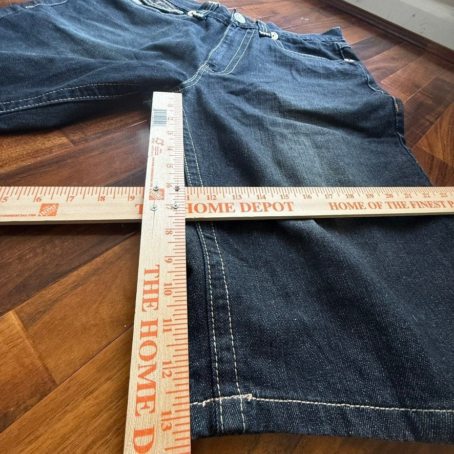 True Religion Joey Super T Mens Dark Wash Denim Shorts Size 36 Y2K Streetwear