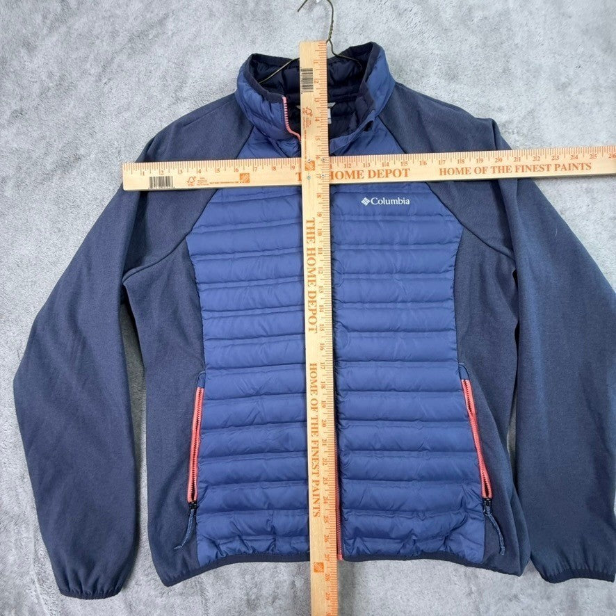 Columbia Puffer Jacket Blue Coral Zip Front Athletic Fleece Sleeve Mens XL