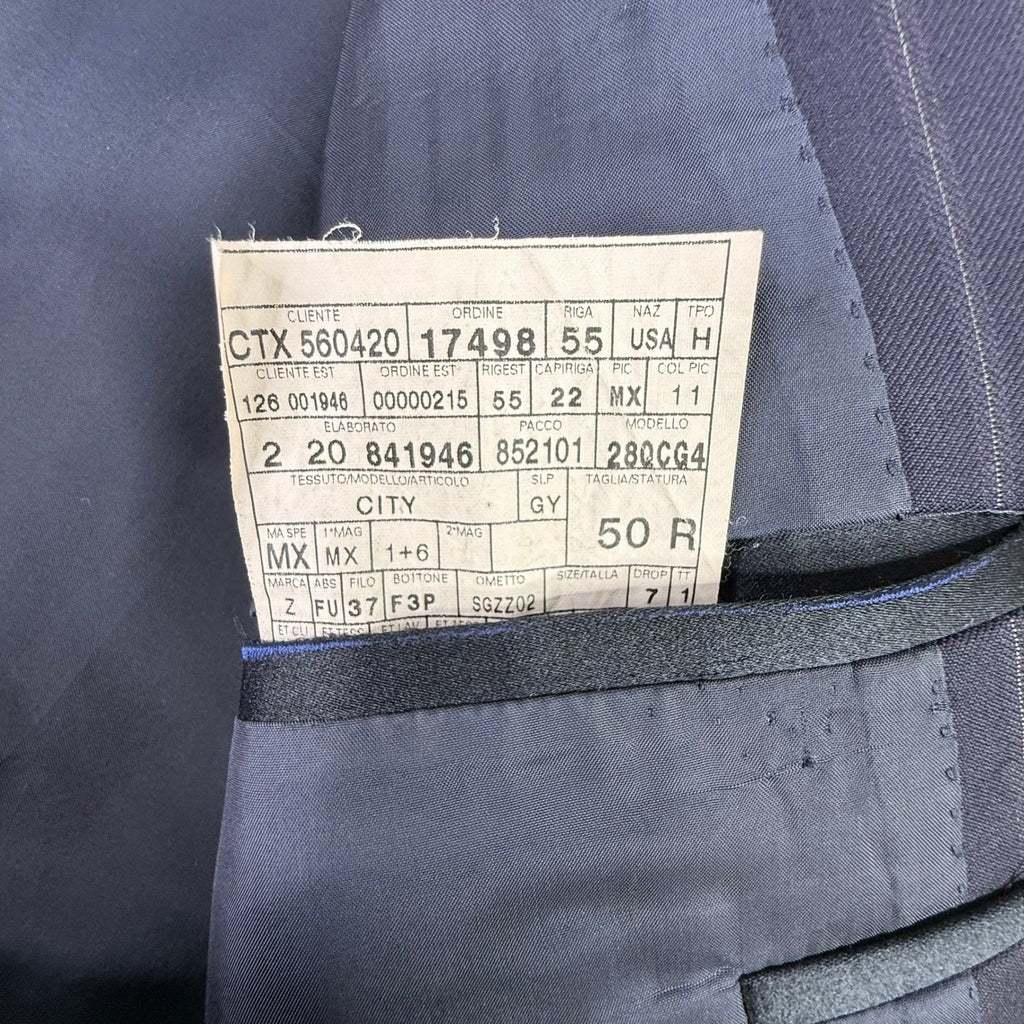 Z Zegna Mens Pinstripe Blazer Navy Blue Wool 2-Button Suit Jacket 50R 280CG4