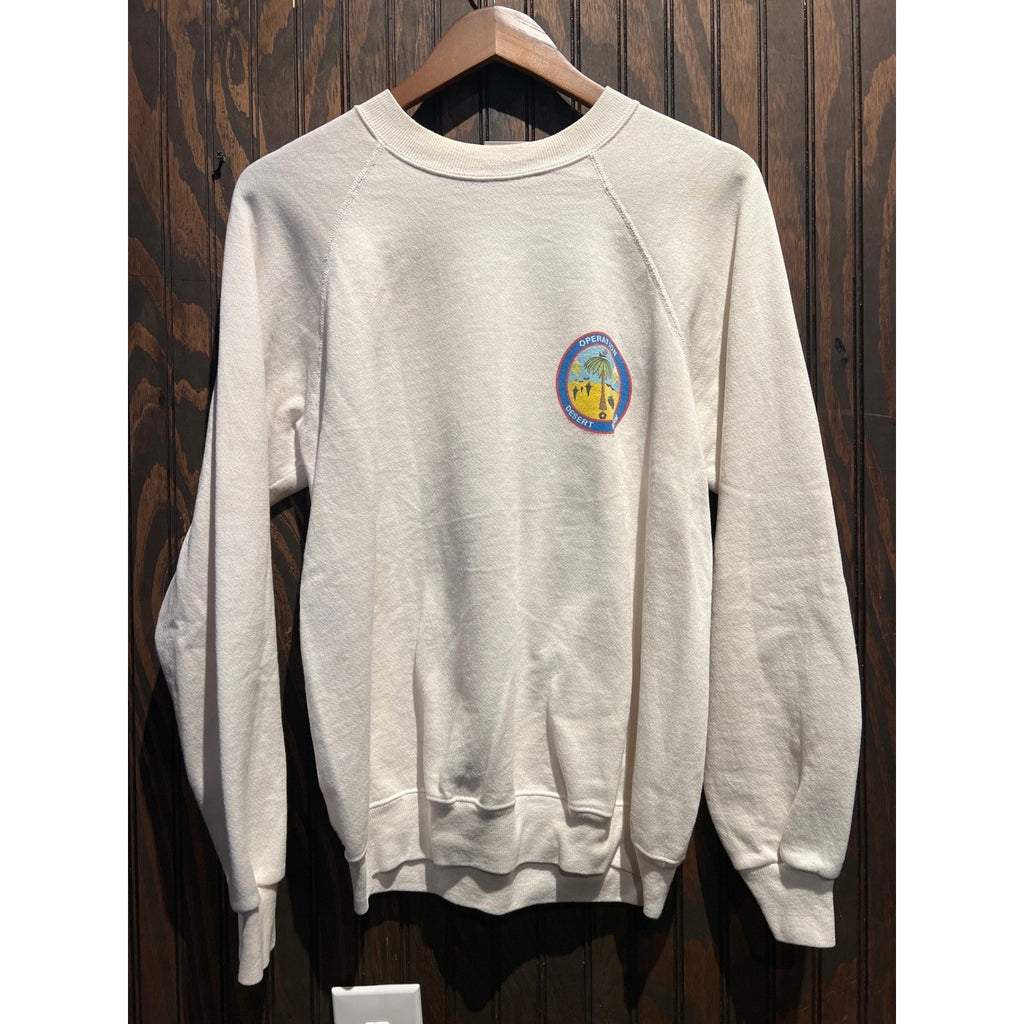 Vintage Operation Desert Storm Sweatshirt Cream Raglan 90s Military Crewneck L