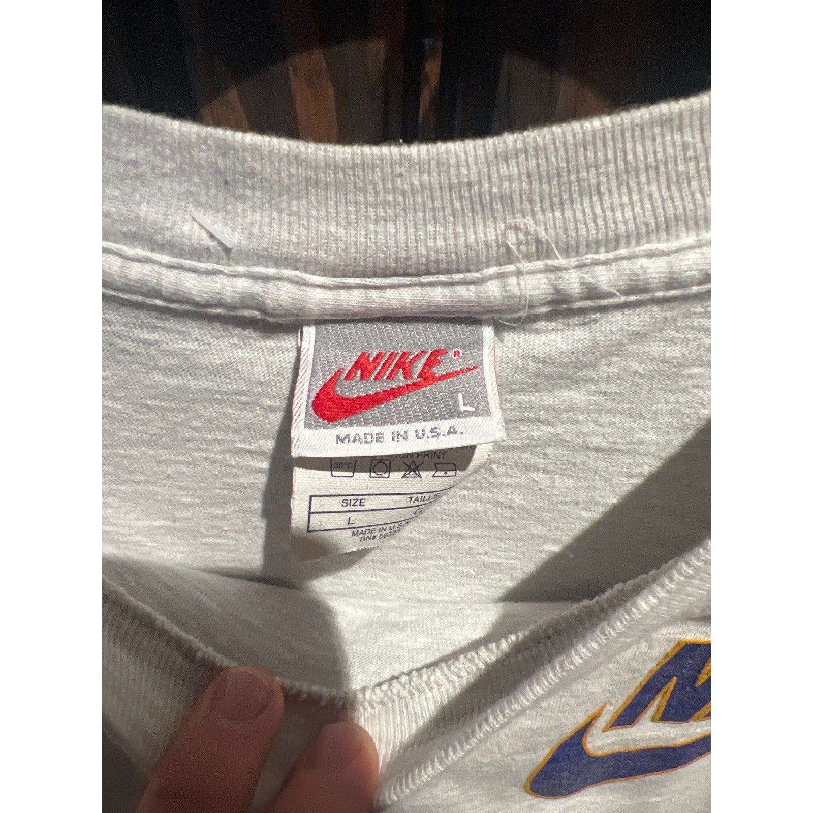 Vintage Nike Just Do It T Shirt Grey Purple Gold Single Stitch 90s Mens Large