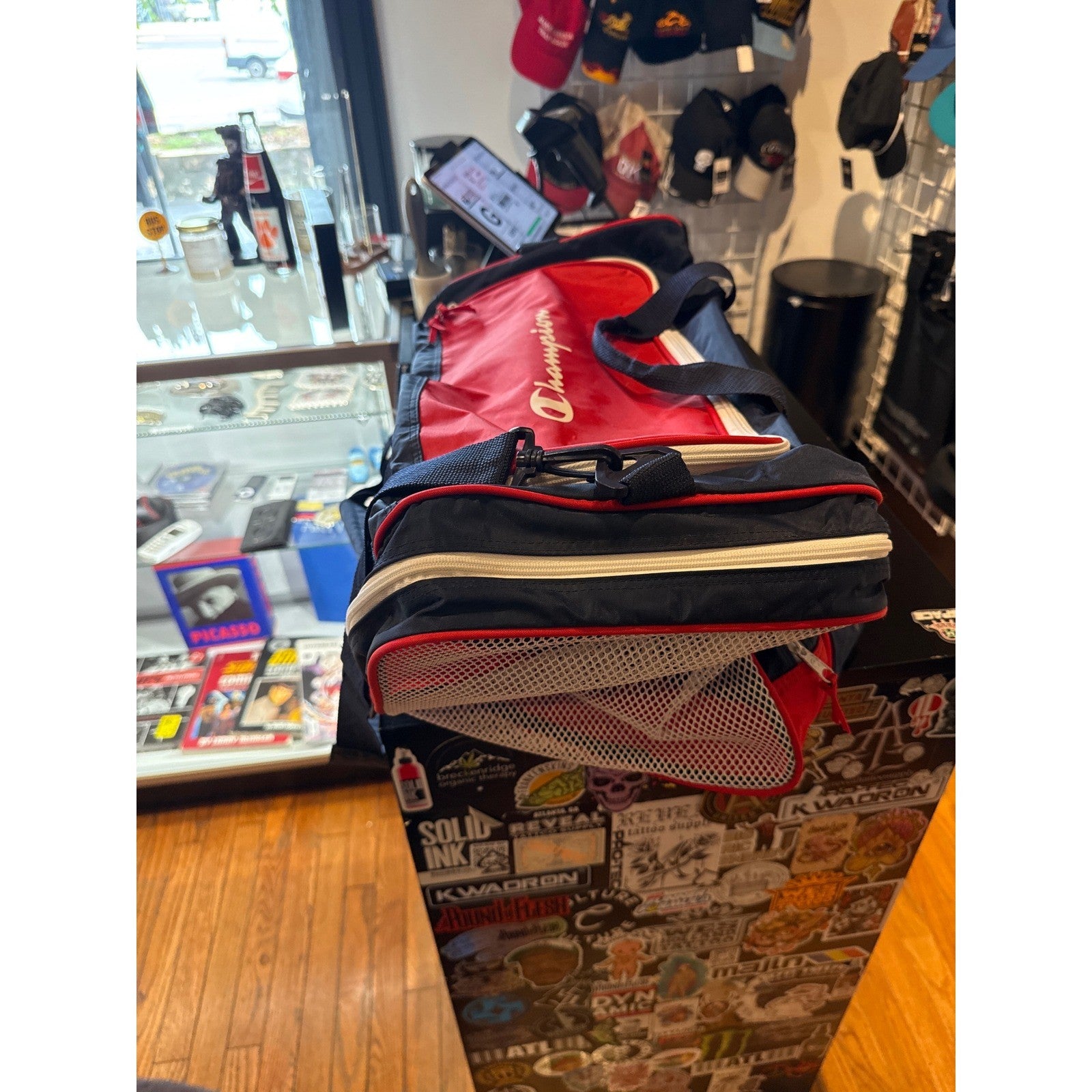 Vintage Champion Atlanta 1996 Olympic Games NBC Duffel Bag Red Navy Blue Retro