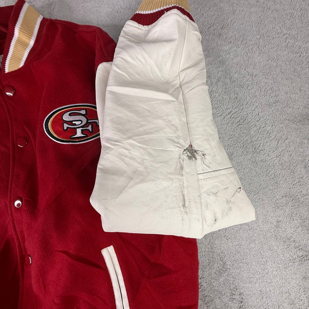 Ultra Game NFL San Francisco 49ers Varsity Jacket Red White Mens Medium