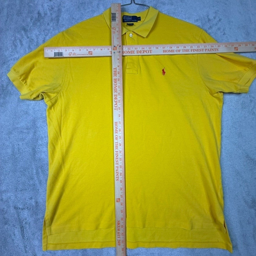 Polo Ralph Lauren Mens Yellow Fit Short Sleeve Polo Shirt Red Pony Logo XL