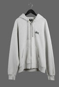 Stussy Basic Hoodie Ash Heather Grey XL Big Logo Pullover Sweatshirt Mens