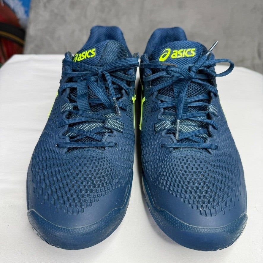 Asics Gel Resolution  Men's Tennis Shoes Navy Yellow Wide Size 8.5