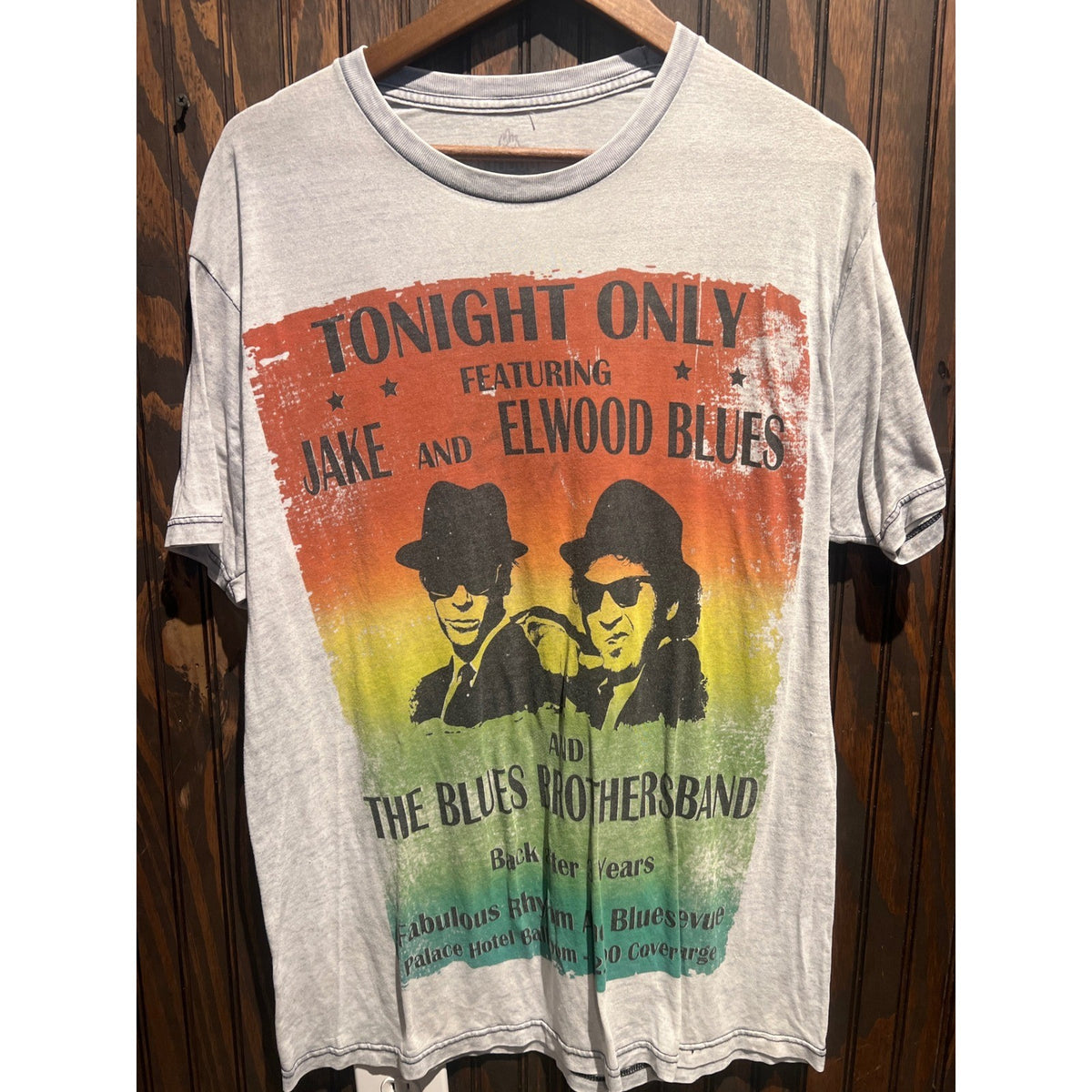 The Blues Brothers Graphic T-Shirt Gray Jake Elwood Concert Poster Movie Tee S