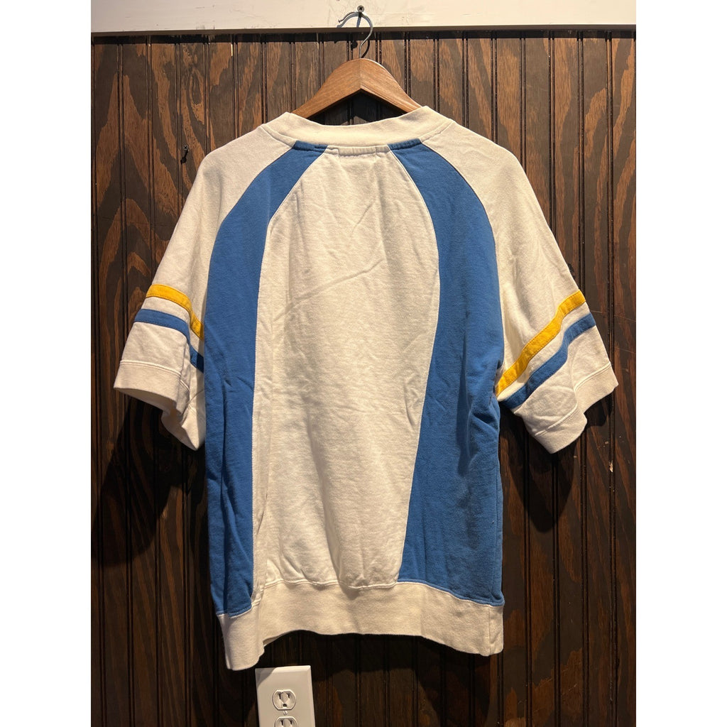 Vintage Kenny Rogers Nautical Short Sleeve Sweatshirt White Blue Embroidered L