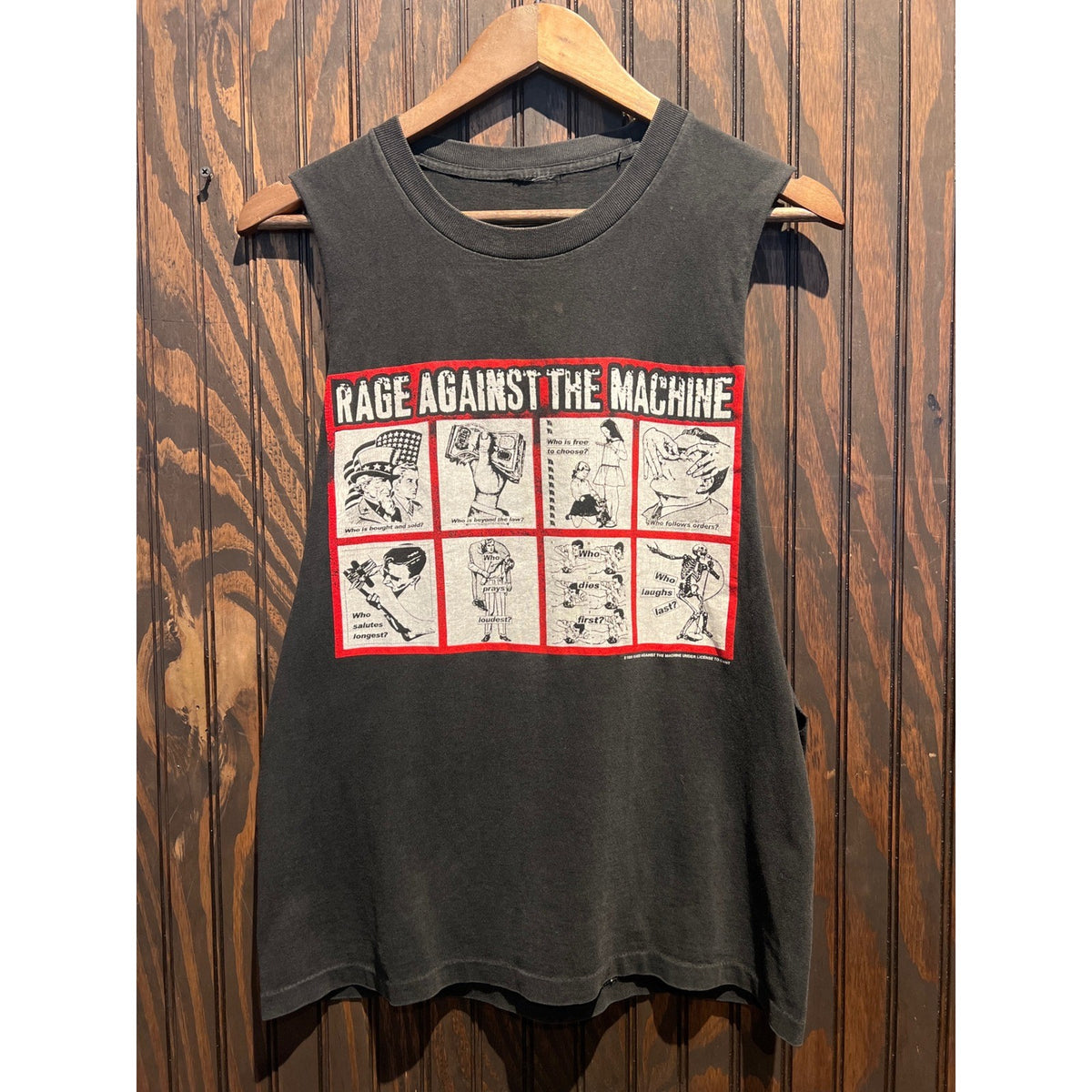Vintage 1999 Rage Against The Machine Who Is Bought And Sold Muscle Tee Giant L