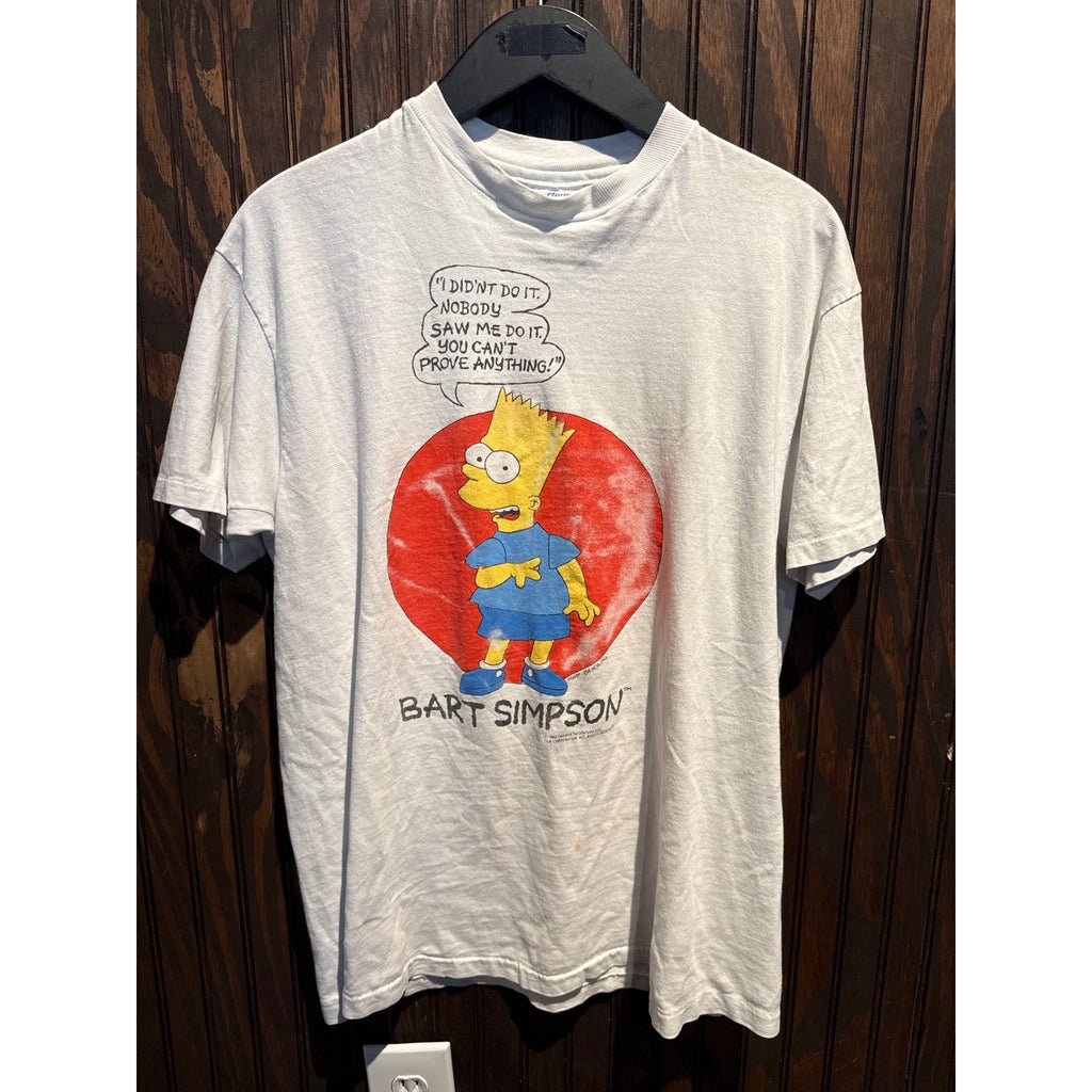 Vintage 1990 Bart Simpson I Didnt Do It Graphic T-Shirt White Single Stitch XL