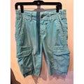 True Religion Ricky Super T Turquoise Blue Cargo Shorts Mens 30 Contrast Stitch