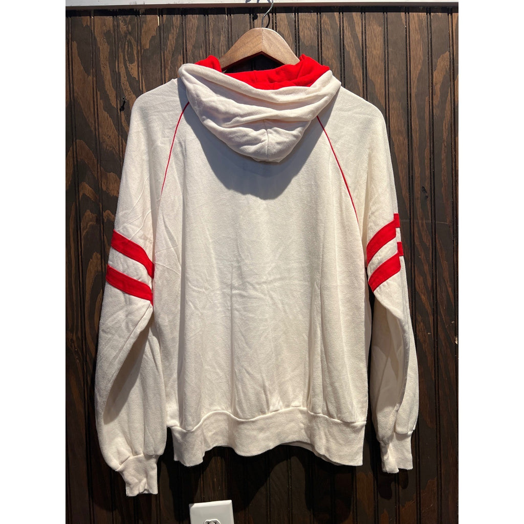 Vintage NJ State Firefighters Convention Hoodie White Red Raglan 22x26 SS Tag
