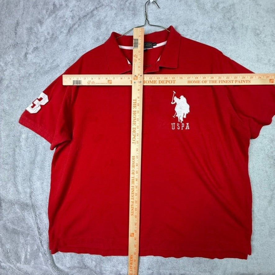 US Polo Assn Mens Red Short Sleeve Polo Shirt Big Tall 2XL Logo