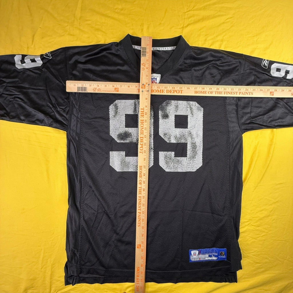 Reebok Oakland Raiders Warren Sapp 99 NFL Jersey Mens Large Black Silver Mesh