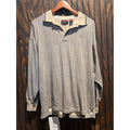 Vintage Cougar Sport Mens XL Long Sleeve Polo Shirt Gray Cream Textured Grid
