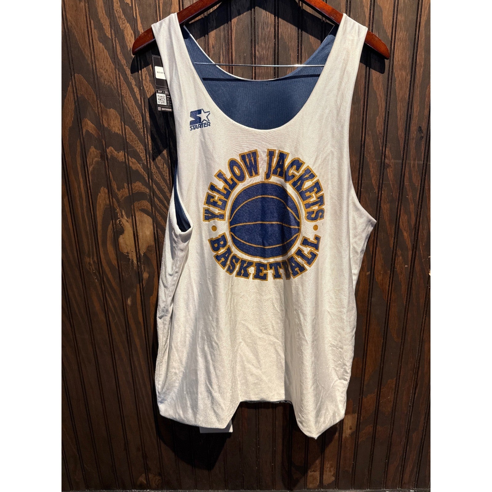 Vintage Starter Georgia Tech Basketball Jersey Reversible Navy White Mens 52 XL