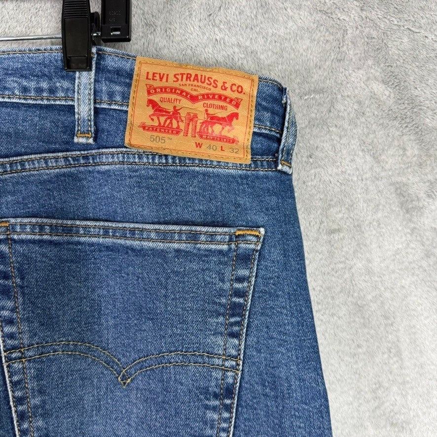 Levi Strauss 505 Mens Jeans W40 L32 Blue Medium Wash Straight Fit Denim Pants