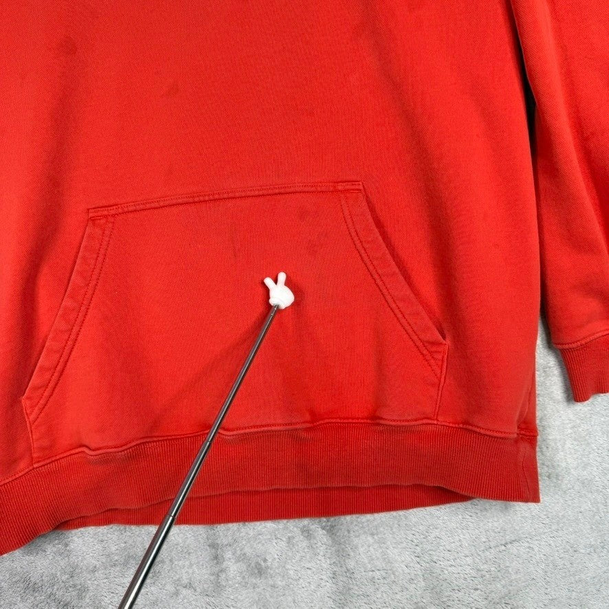 Adidas Orange Pullover Hoodie with Logo Pocket Sweatshirt Mens Size Large