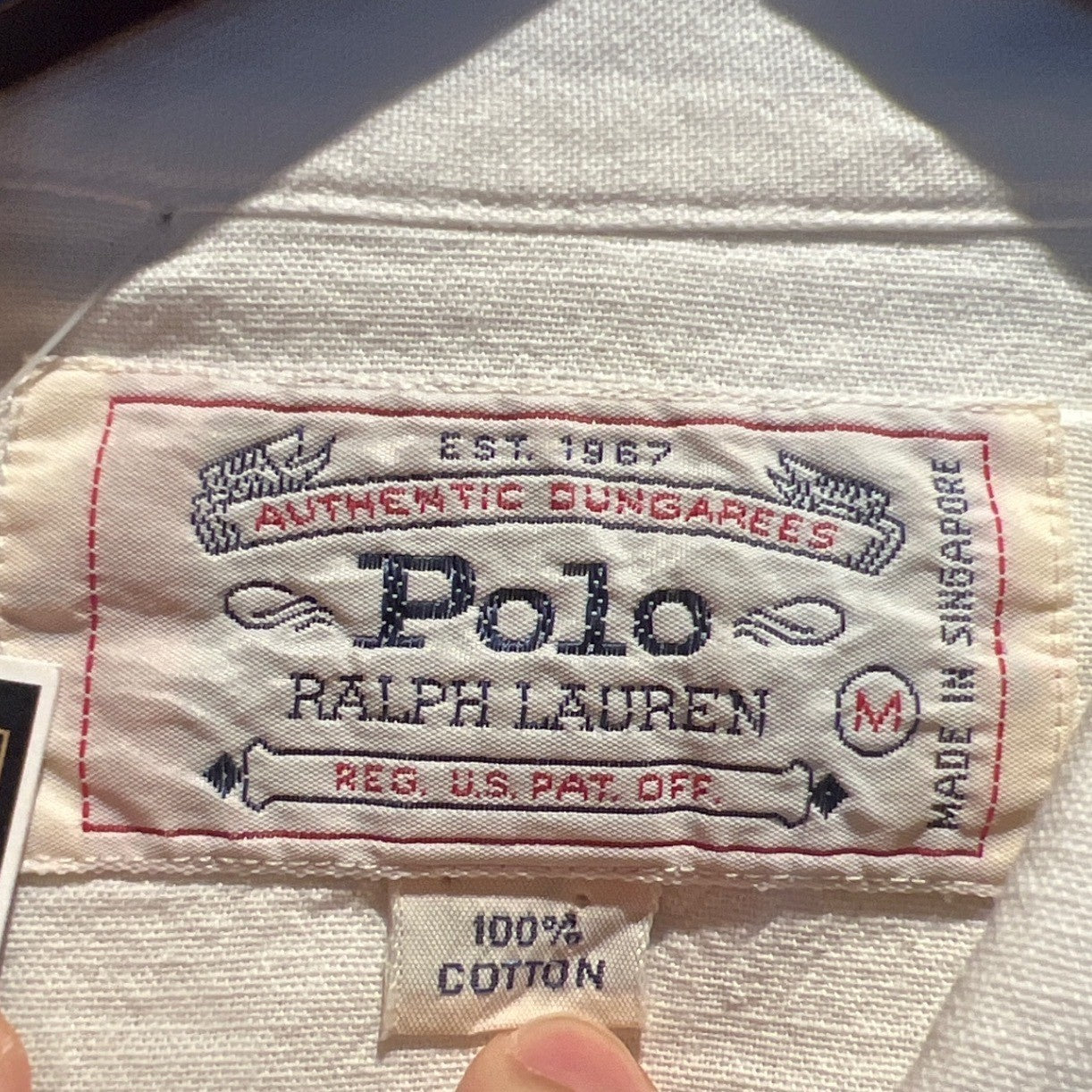 Polo Ralph Lauren Mens White Cotton Twill Western Pearl Snap Shirt 22x32