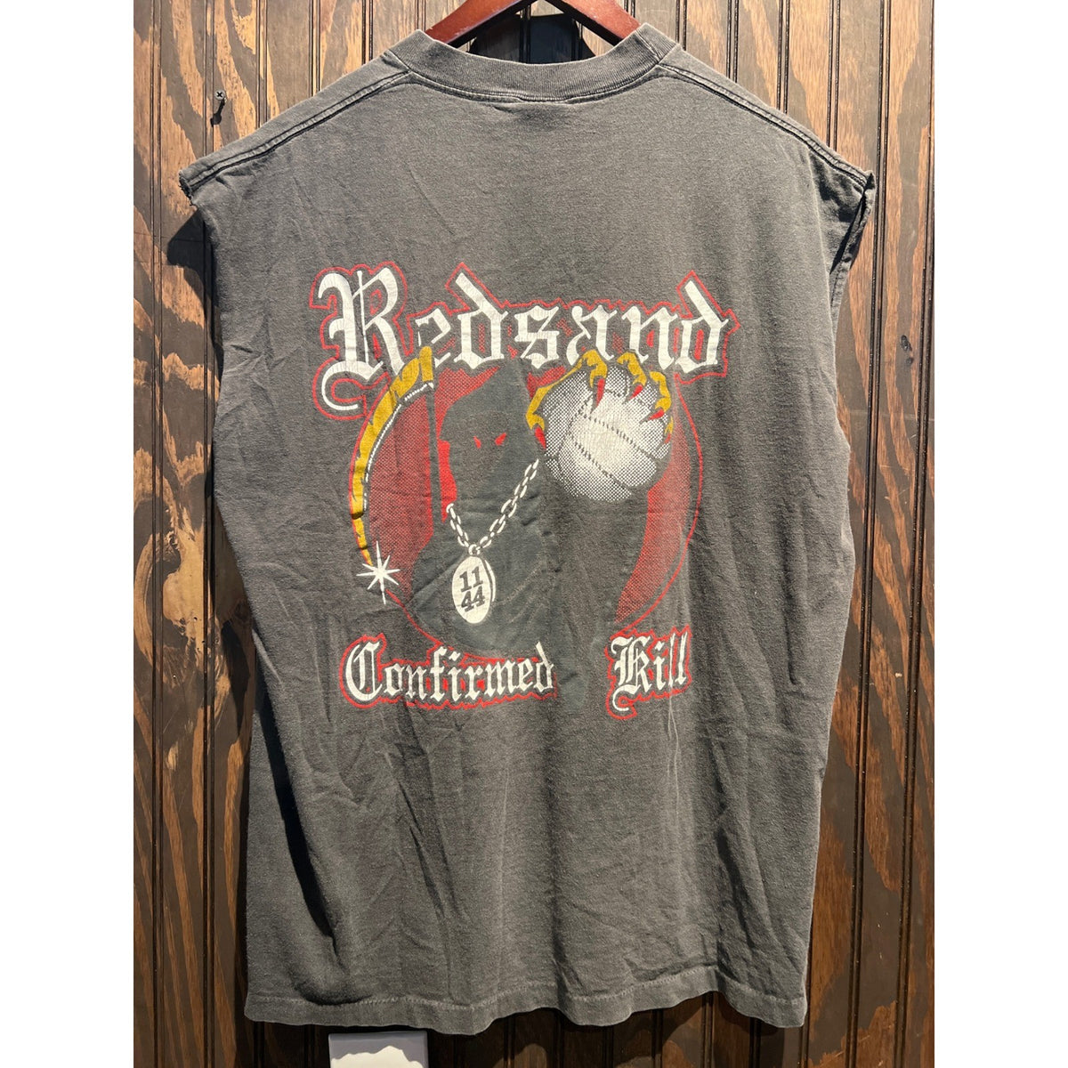 Vintage Redsand Confirmed Kill Muscle Tee Faded Black Sleeveless Shirt Large USA