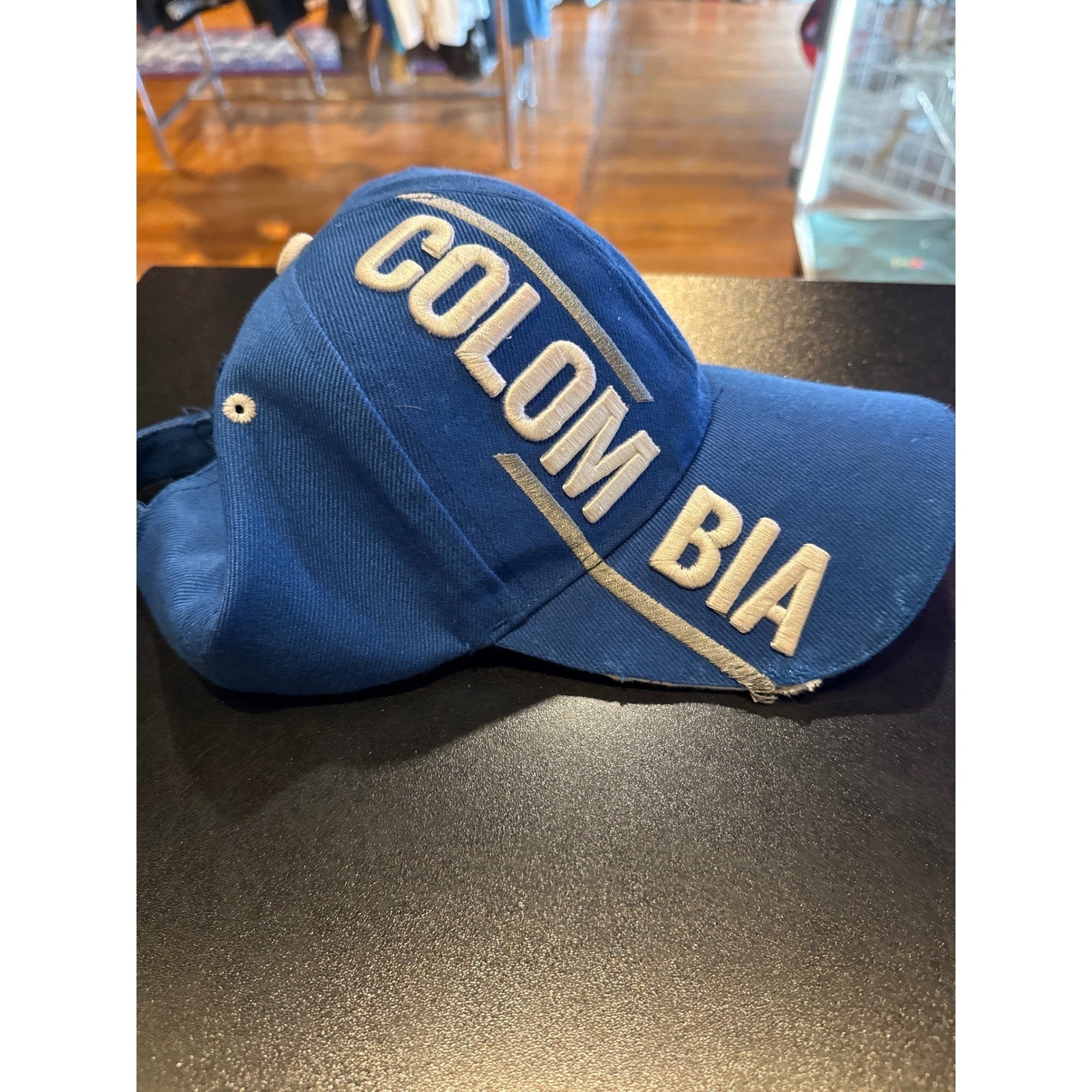 Colombia National Heritage Blue Embroidered Baseball Cap Hat Coat of Arms Crest