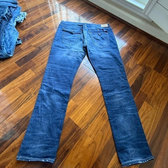 True Religion Mens Straight Leg Blue Denim Jeans Flap Pocket 40x32