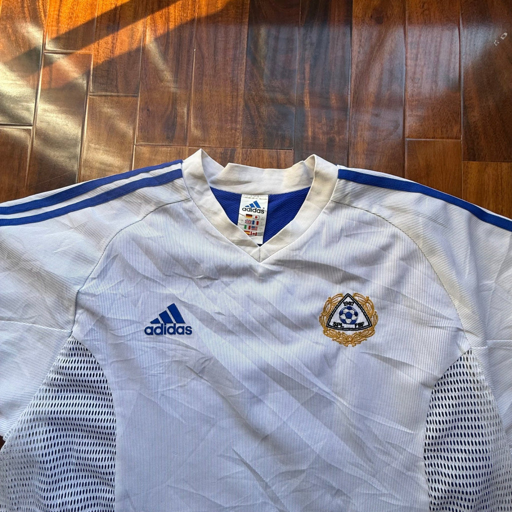 Adidas ClimaCool Mikael Forssell 9 Soccer Jersey White Blue Mens XL