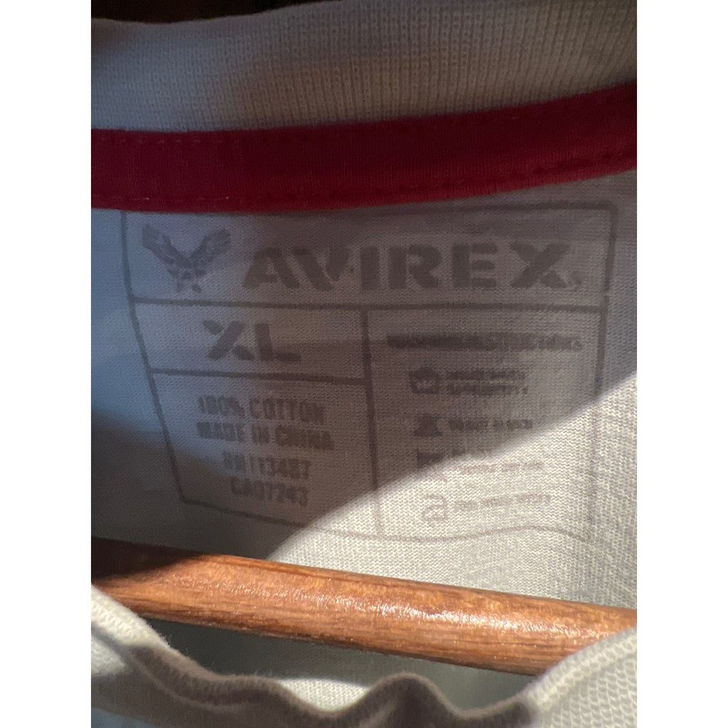 Avirex Mens XL Gray Short Sleeve T-Shirt Red Embroidered Eagle Crest Graphic