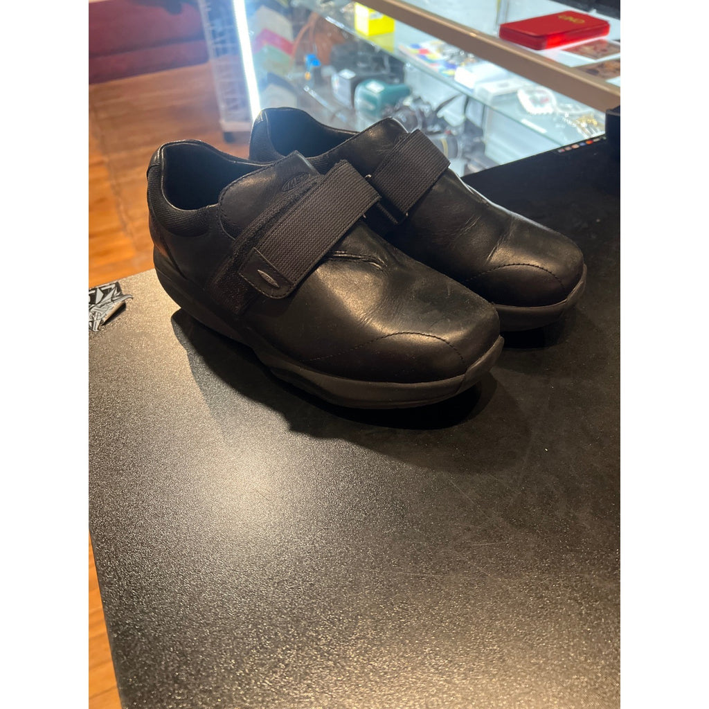 MBT Black Leather Walking Shoes Rocker Bottom Strap Loafers Mens Size 7