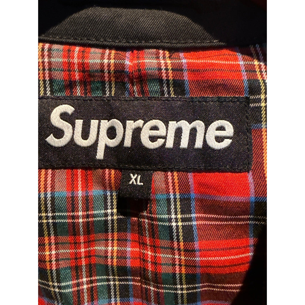 Supreme Trench Coat Black Plaid Lined D-Ring Epaulets Mens Long Jacket