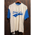 Vintage Short Line Est 1922 Graphic T-Shirt Cream Blue Single Stitch Large