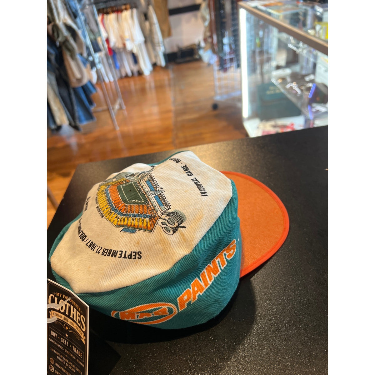 Vintage Miami Dolphins Joe Robbie Stadium Inaugural Game Hat Teal