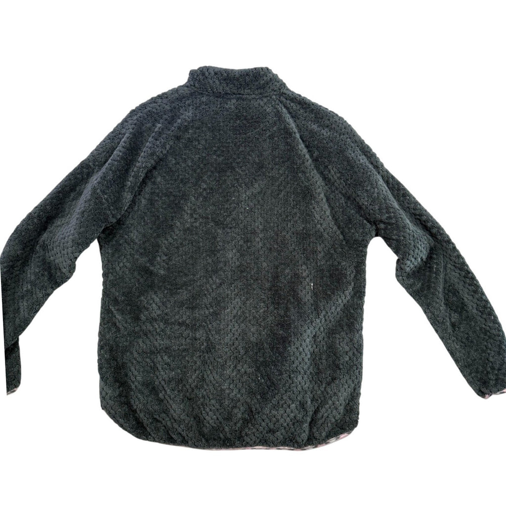 Simply Southern Fuzzy Sherpa Quarter Snap Pullover Women's XXL Gray Aztec Trim