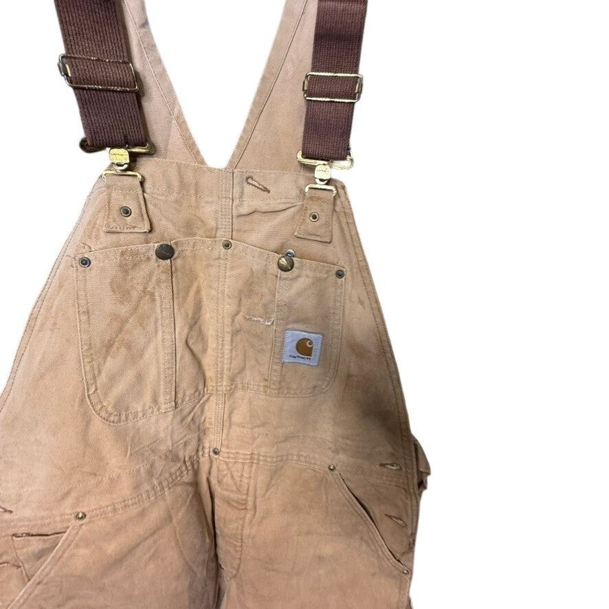 Carhartt Tan Duck Canvas Bib Overalls Workwear Dungarees Men's Size XL
