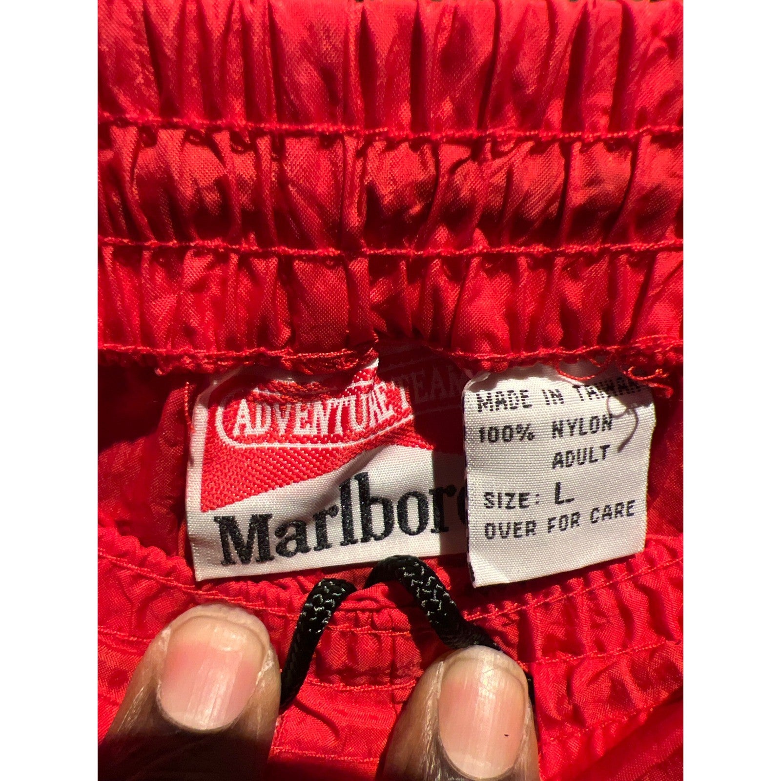Vintage Marlboro Adventure Team Red Nylon Track Pants Mens Large Windbreaker 90s