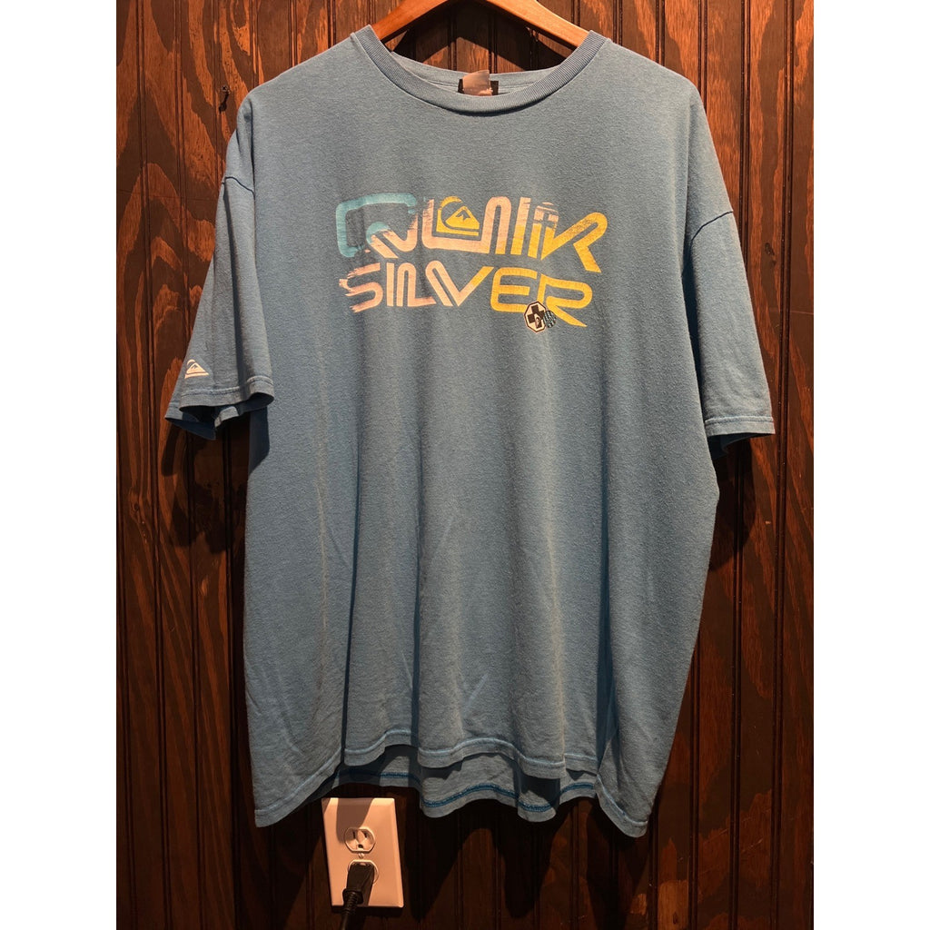 Quiksilver Mens Light Blue Heather Graphic Logo Short Sleeve T-Shirt Size XL