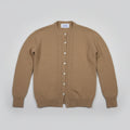 Vintage DEANS of Scotland Cable Knit Cardigan Pure Wool Tan Button Up Size 38