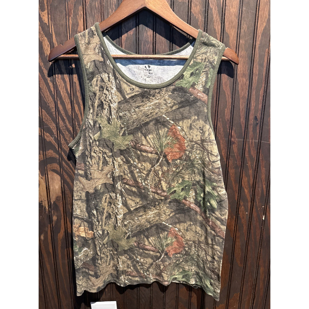 Mossy Oak Camouflage Tank Top Mens XL Break-Up Infinity Green Brown Hunting Tee