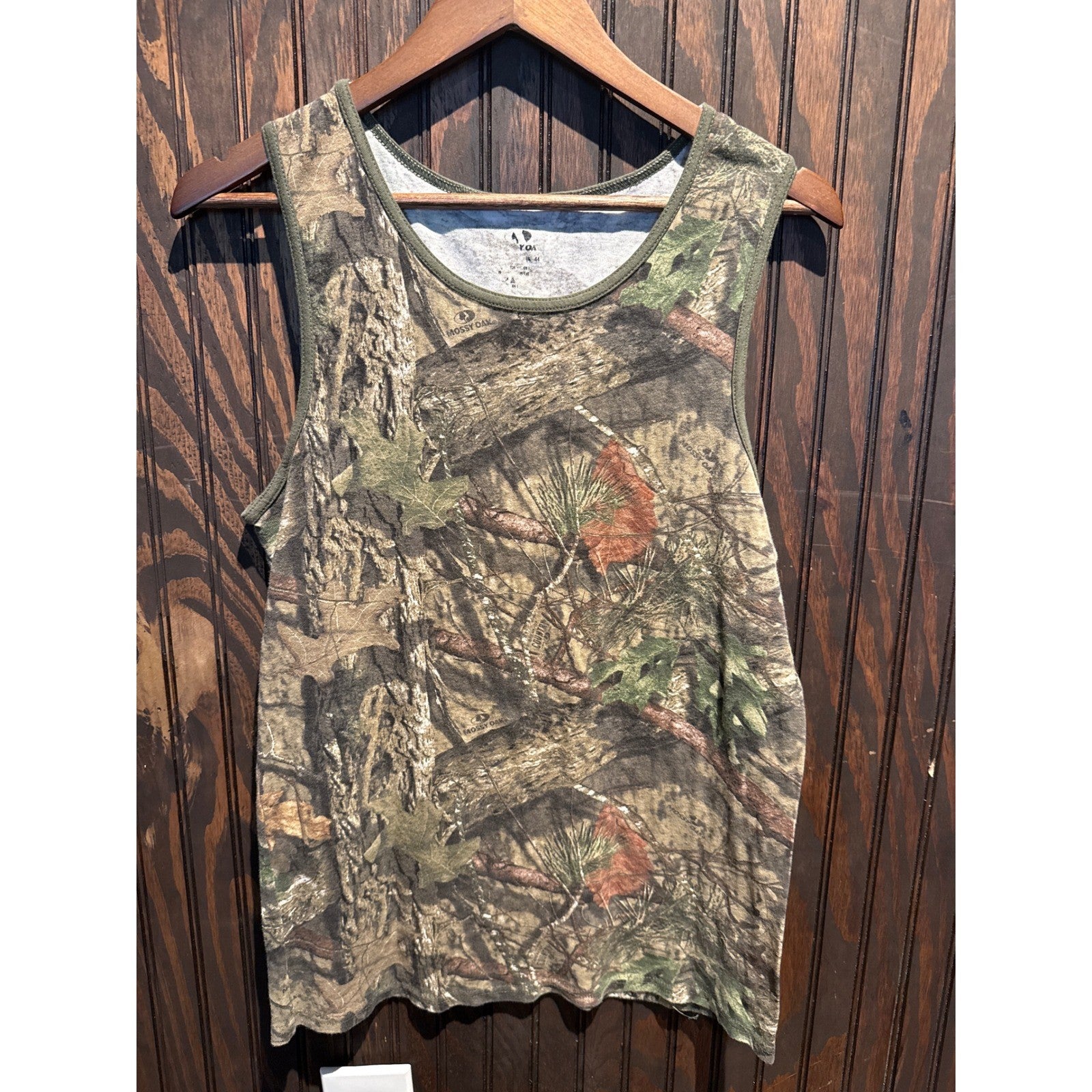 Mossy Oak Camouflage Tank Top Mens XL Break-Up Infinity Green Brown Hunting Tee