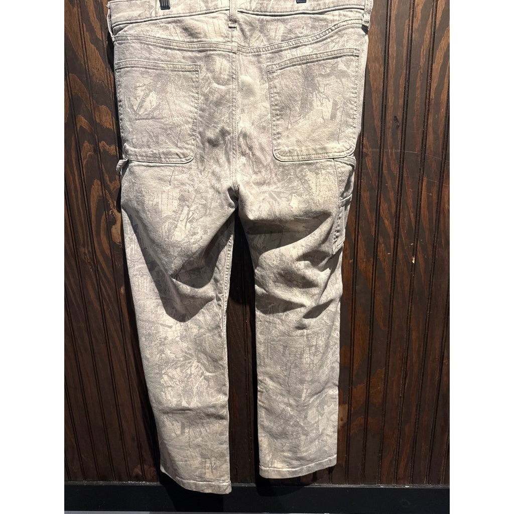Hollister Mens Epic Flex Carpenter Pants Grey Leaf Camo Double Knee 36x30
