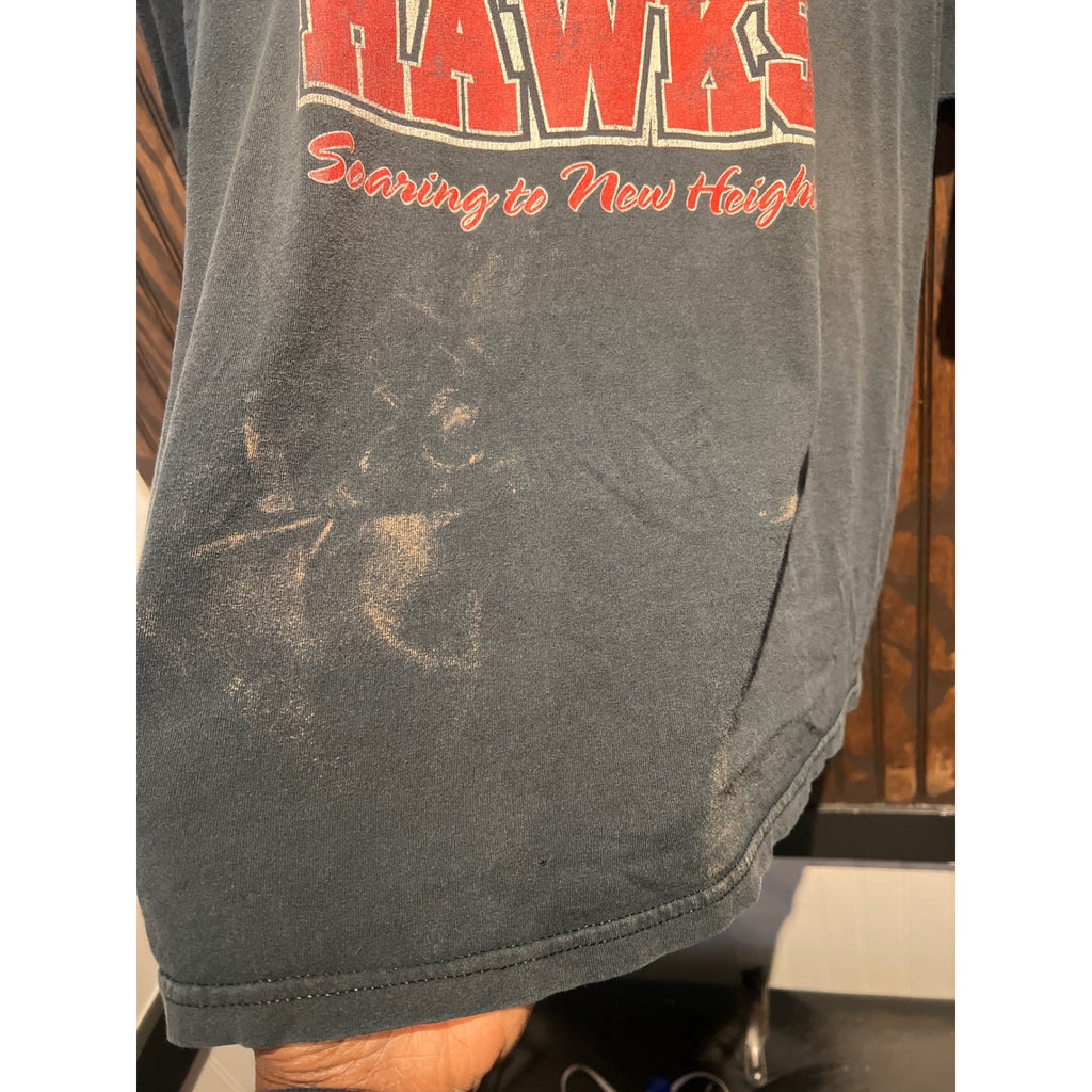 Vintage Hambrick Hawks Graphic T-Shirt Faded Black Distressed School Tee Large