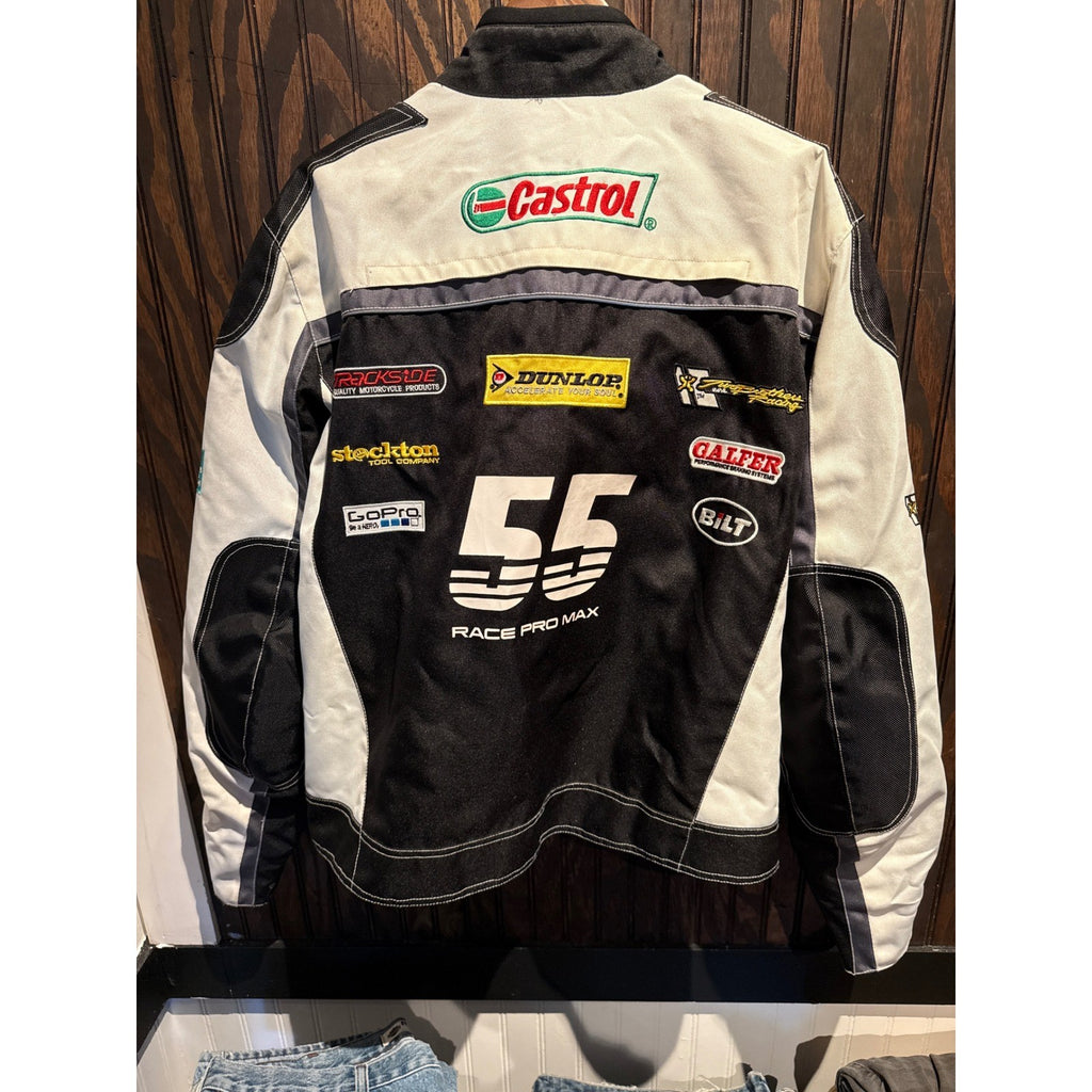 Bilt Race Pro Max Speed Xi Motorcycle Jacket Mens 2XL Black White Racing Padded