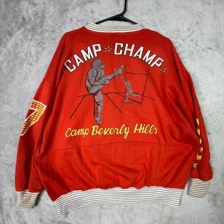 Camp Champ Red Quarter Zip Sweatshirt Stars Number 7 Pullover