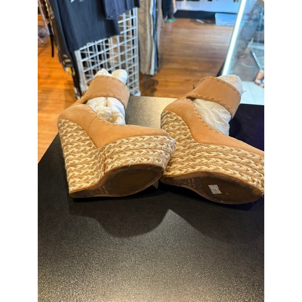 Giuseppe Zanotti Design Nude Suede Espadrille Wedge Sandals Womens Size 7