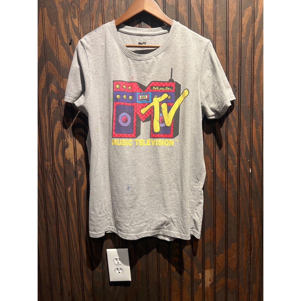 MTV Music Television Boombox Graphic Tee Heather Gray Short Sleeve T-Shirt